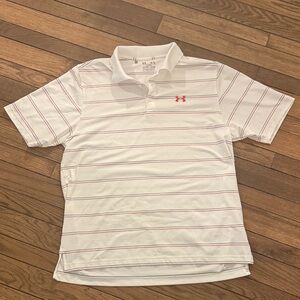 Under Armour Men's White Polo with Red Stripes